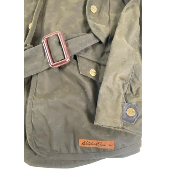 Eddie Bauer Waxed Cotton Chore Jacket – Belted Field Coat Workwear Preppy Small - Picture 5 of 5